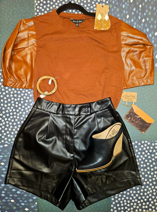 Leather Sleeve Top