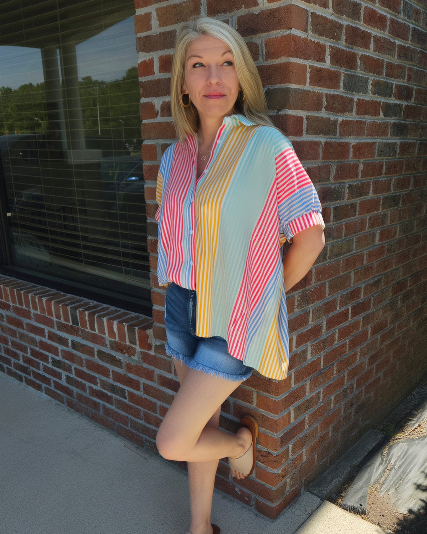 Multi Striped Button Down Shirt