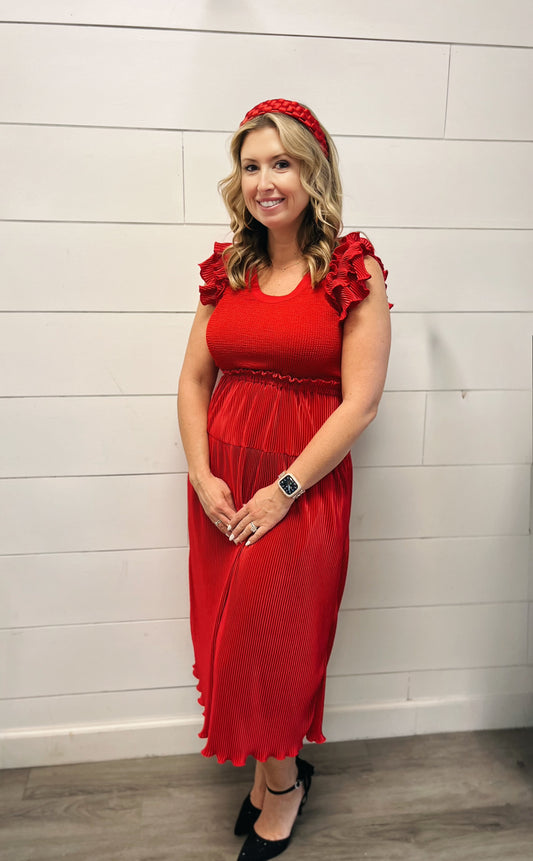 Red Ruffle Maxi Dress