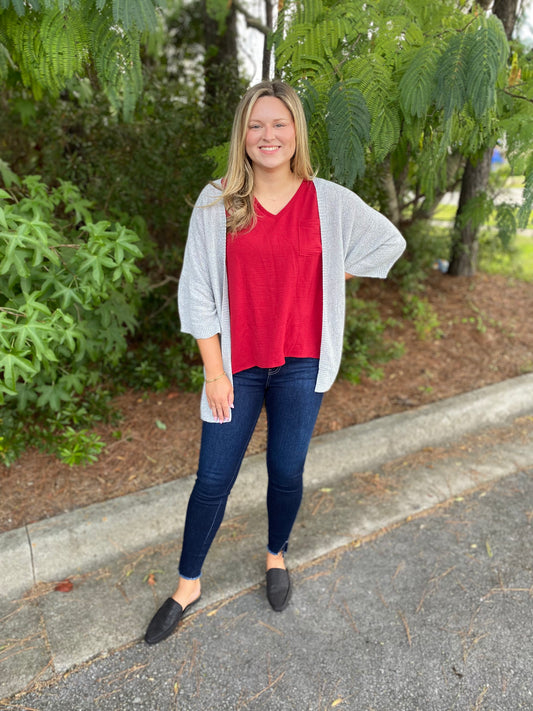 SALE Grey Dolman Thin Cardigan