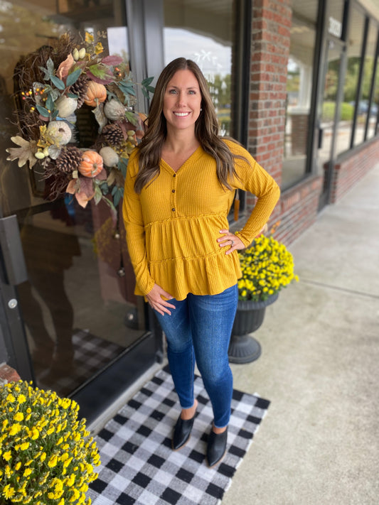 SALE Mustard Tiered Top